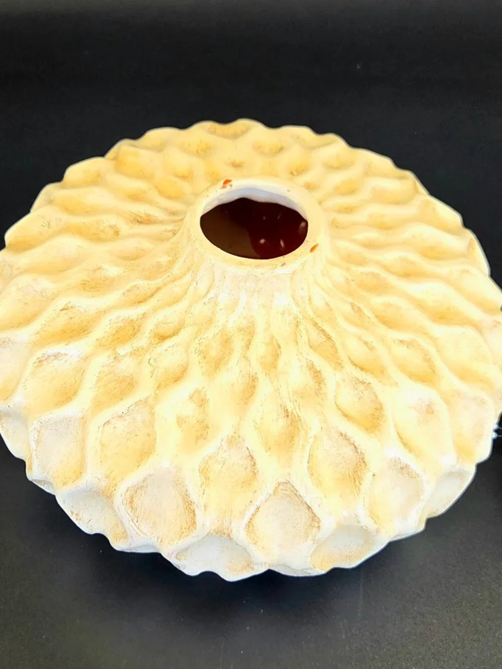 Vintage Off-White Ceramic Vase – Honeycomb Geometric Textured Design
